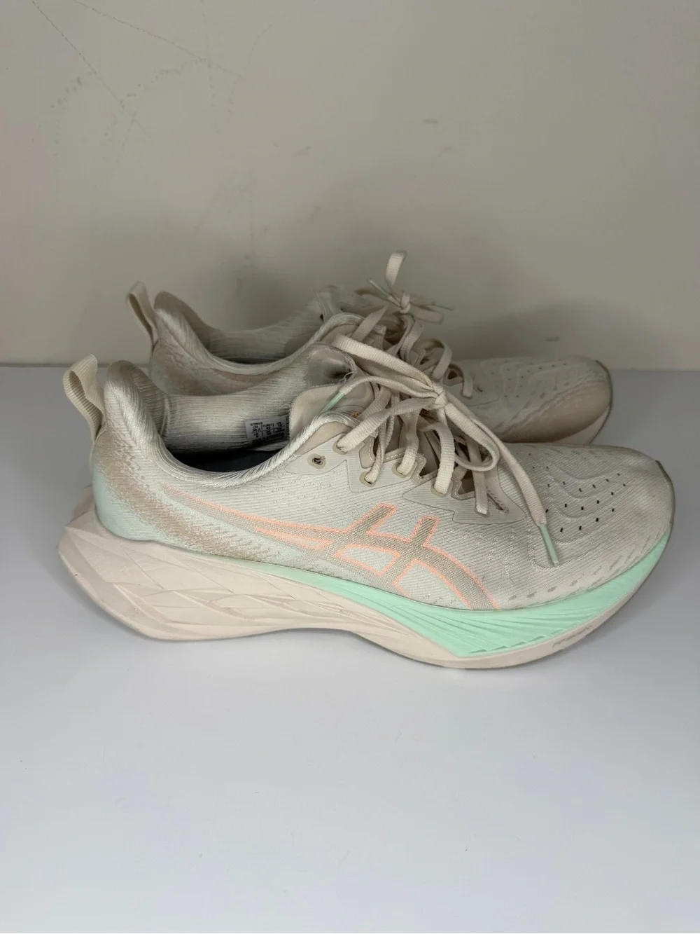 Asics Novablast 4 Womens Running Shoes Size 10 Beige Walking Hiking Sneakers